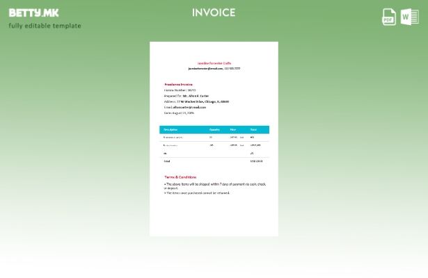 Шаблон за формулар за фактура за слободен хонорарен модерен стил